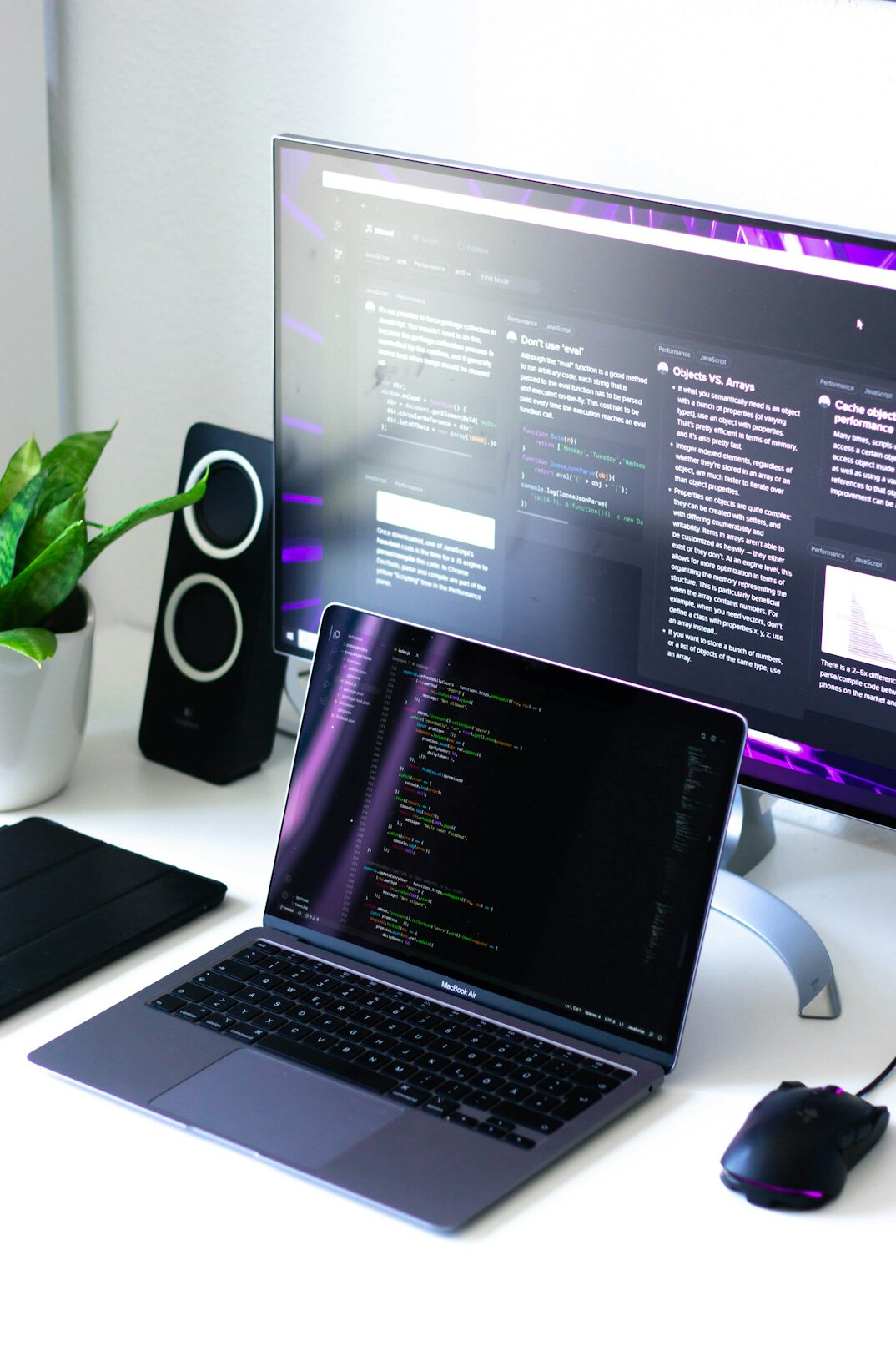 coding on laptop